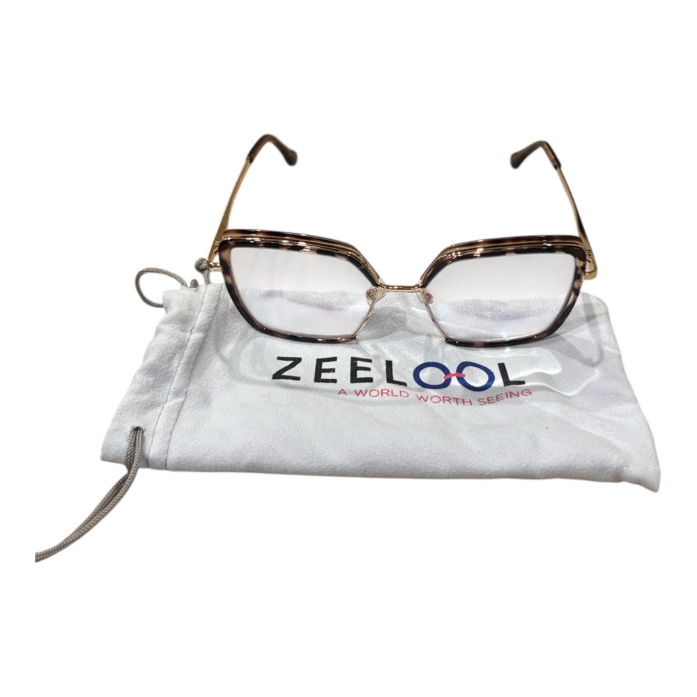 Zeelool Brown Tortoiseshell Gold Metal Square Eyeglasses J40